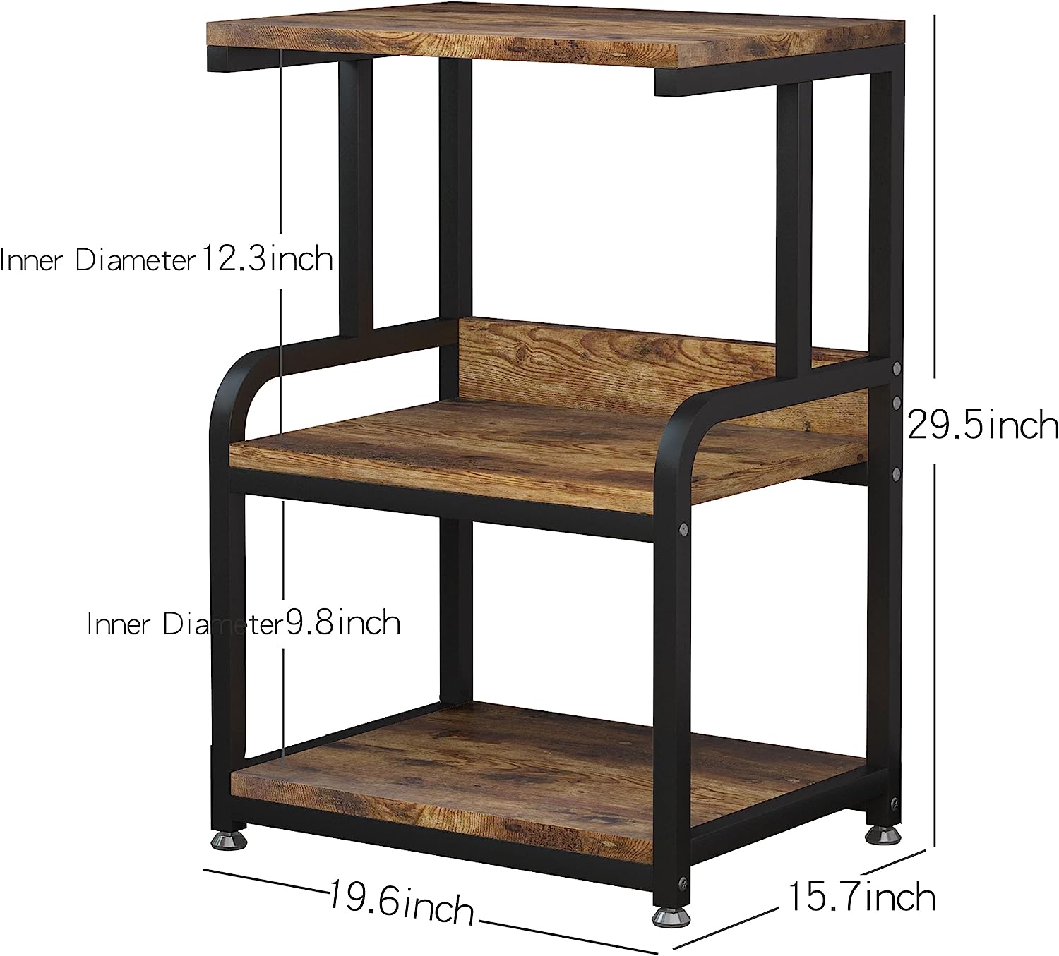 HOUYISHEYUE Home Printer Stand Vintage Printer Stand with 3 Tier Wood Storage Shelves Multi-Purpose Desk Organizer for Fax Machine, Scanner, Files, Books with Adjustable Anti-Skid Feet (Brown) - Image 3